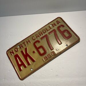 Vintage North Carolina License Plate 1968 NC Tag AK-6776 Original